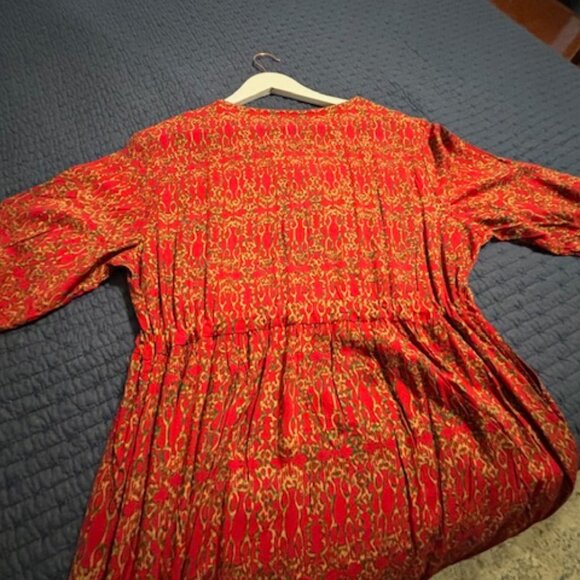 Women's XL Red print Summer Dress - Picture 3 of 5